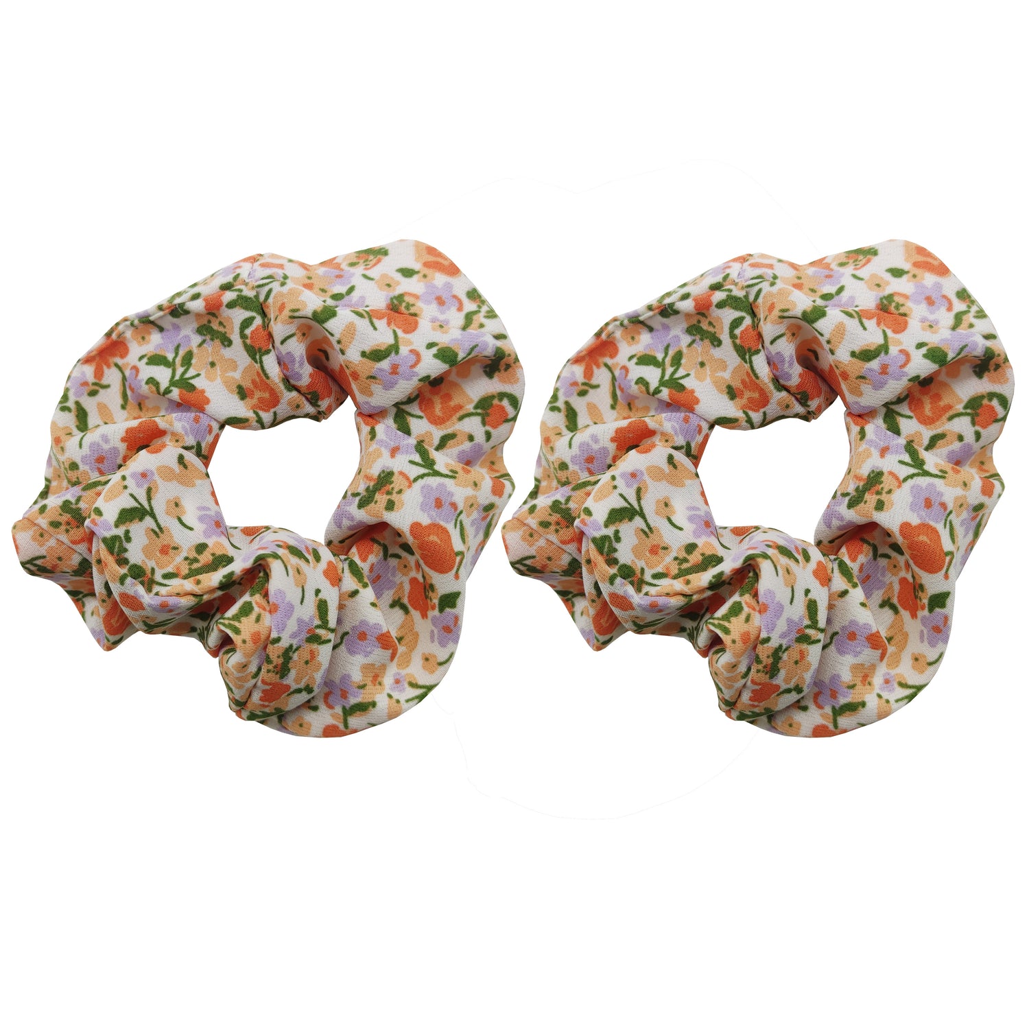 2pk ditsy floral scrunchie - orange