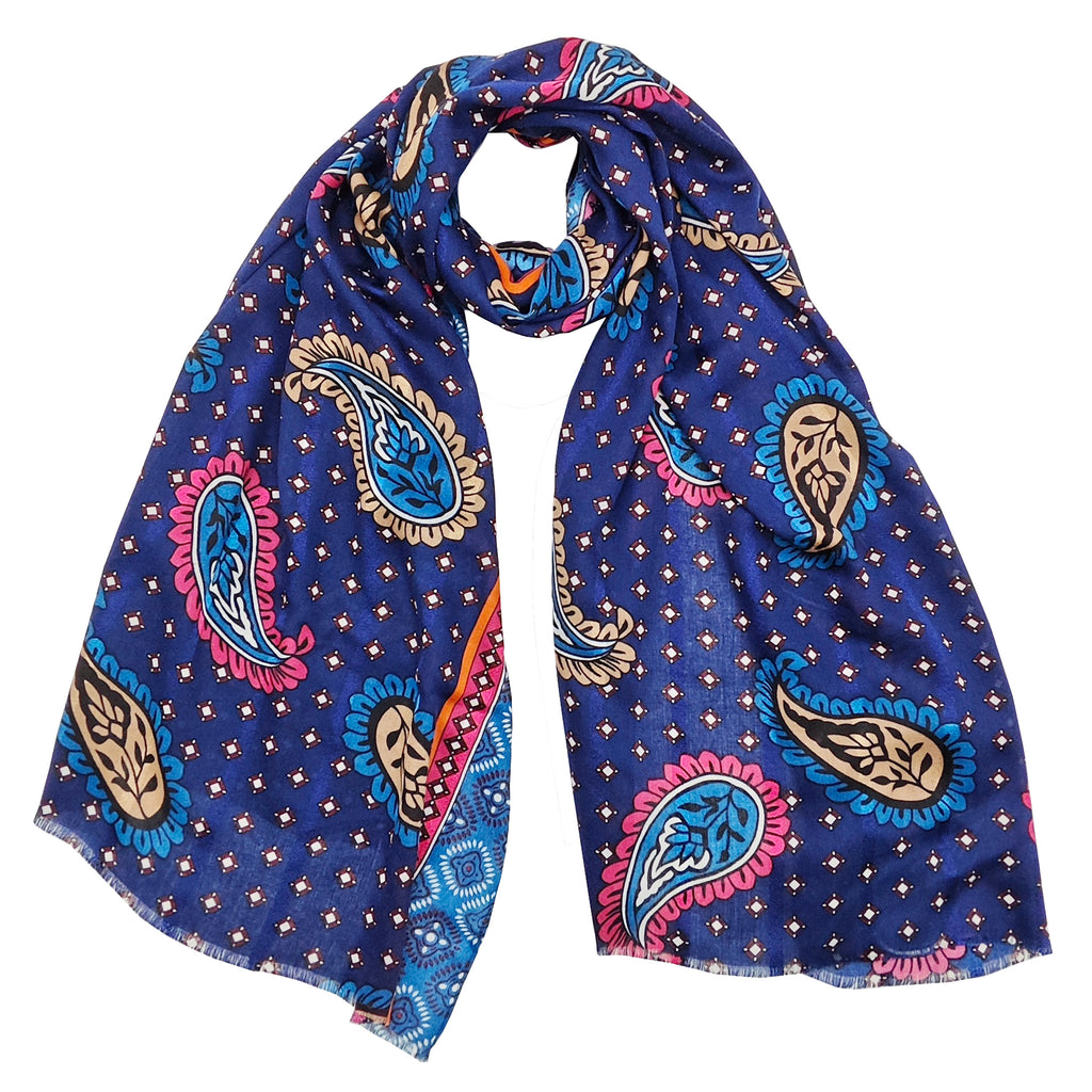 Paisley Scarf - Navy