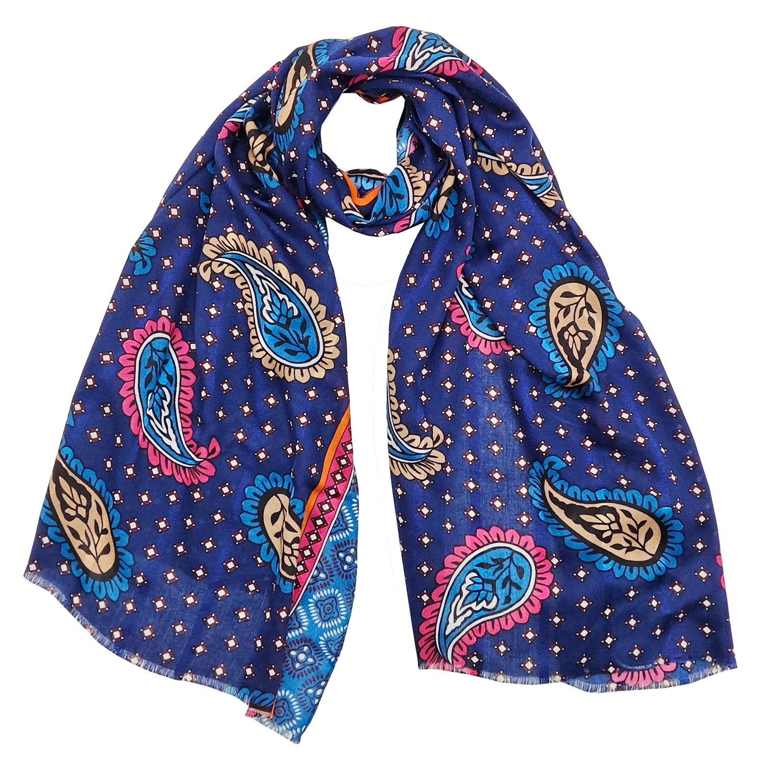 Paisley Scarf - Navy