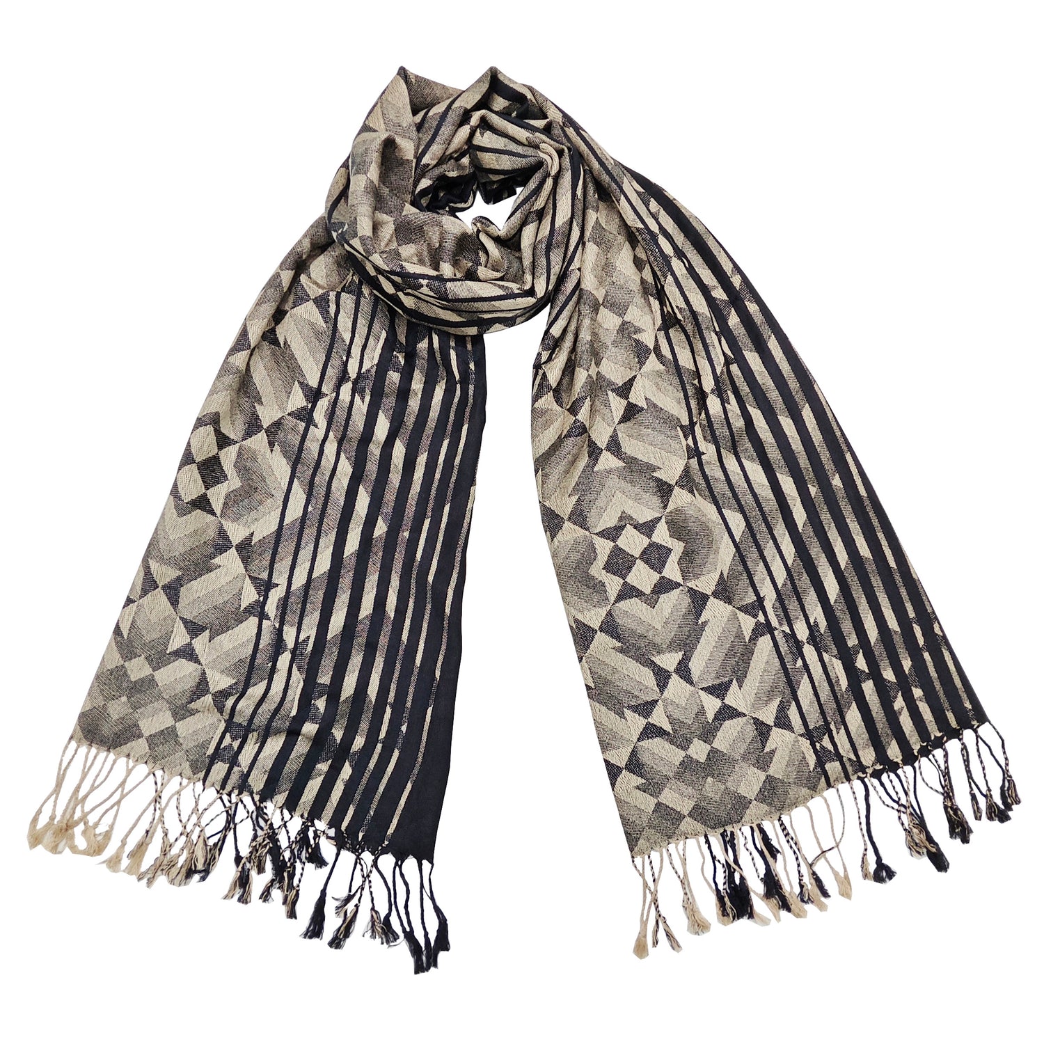 Triangular Print Scarf - Black