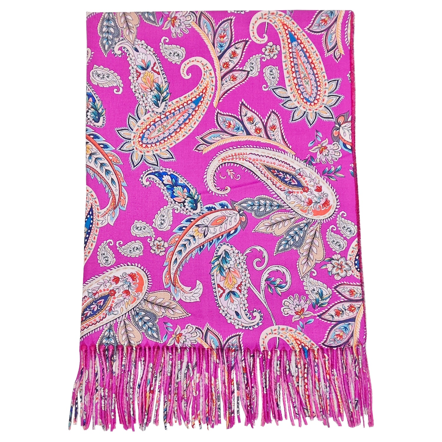 Paisley Print Scarf - Fuchsia