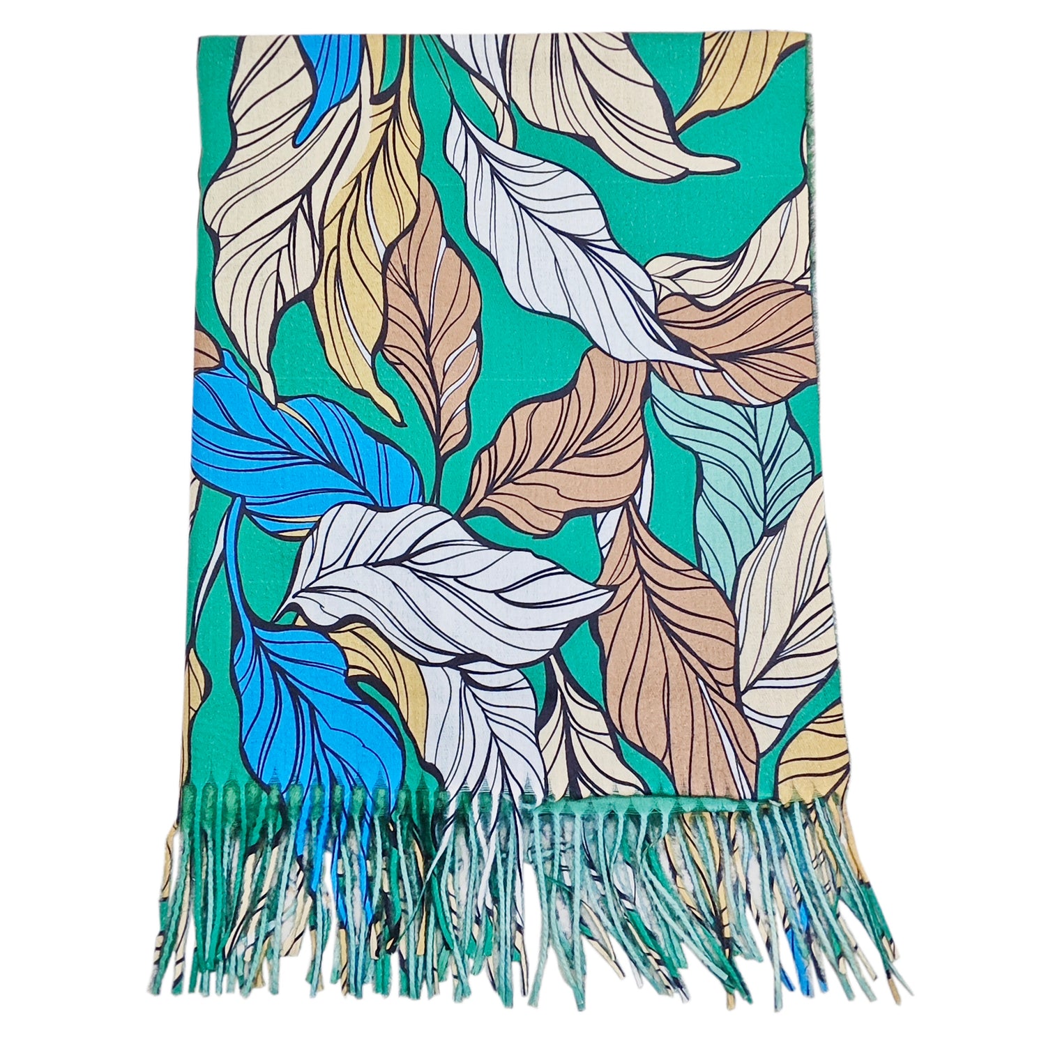 Leaf Print Scarf - Green