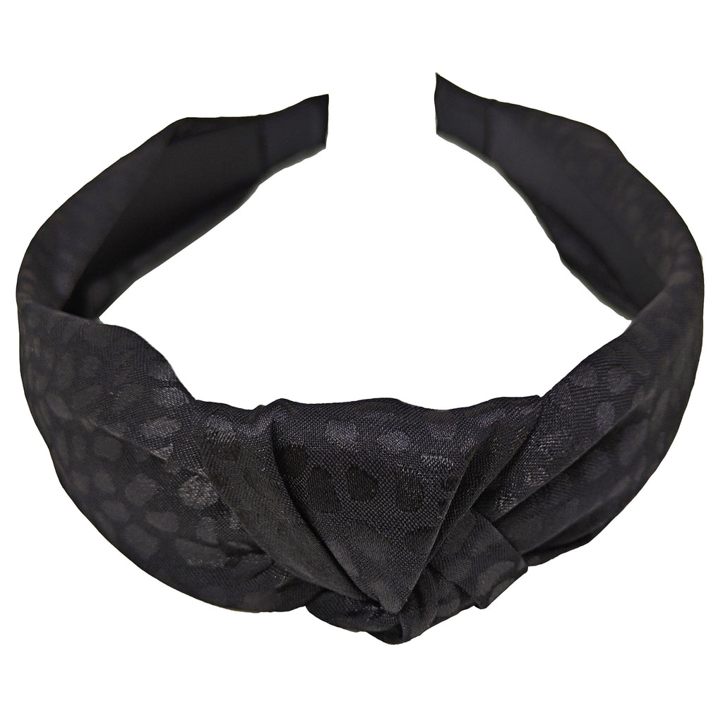 Satin spot knot top hairband black