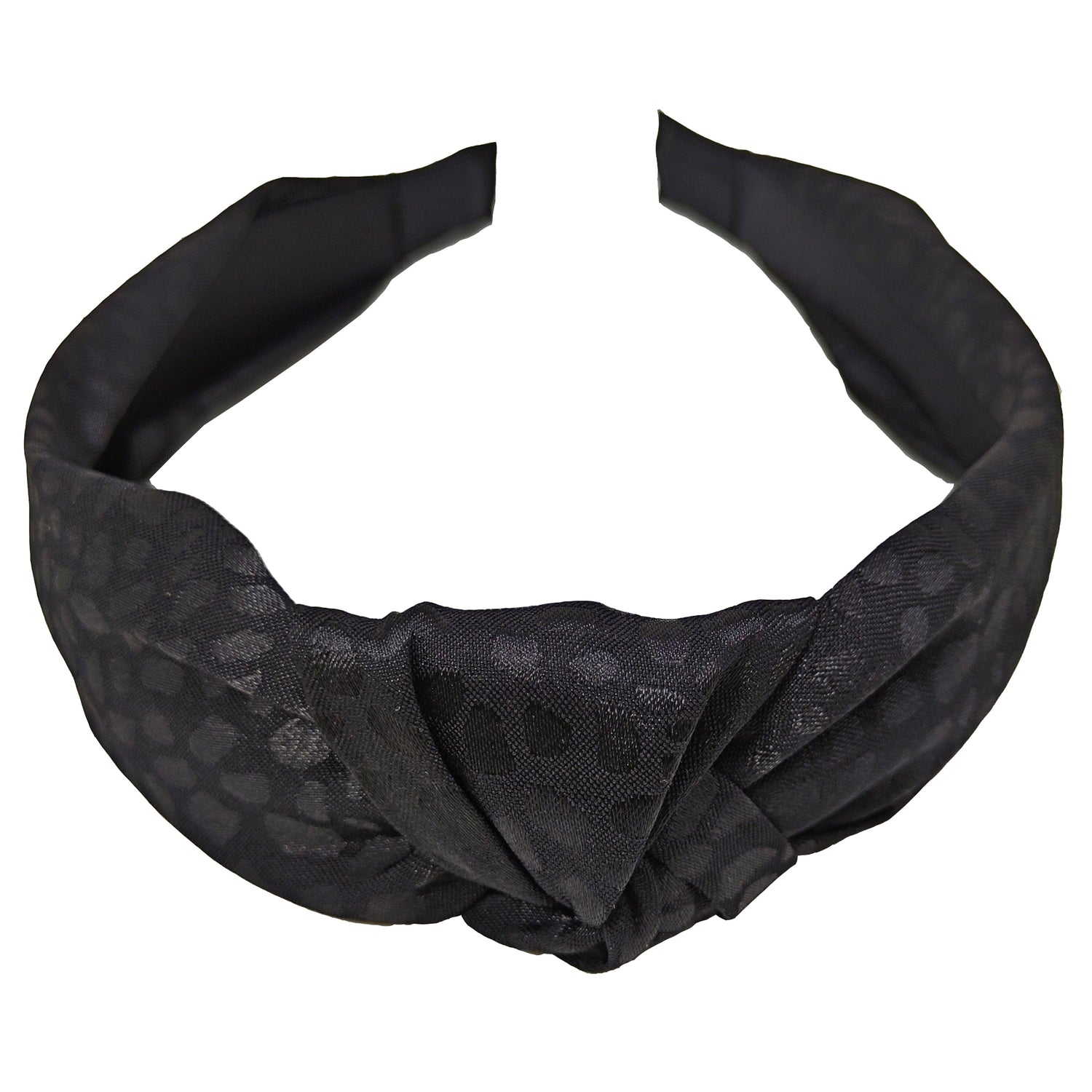 Satin spot knot top hairband black