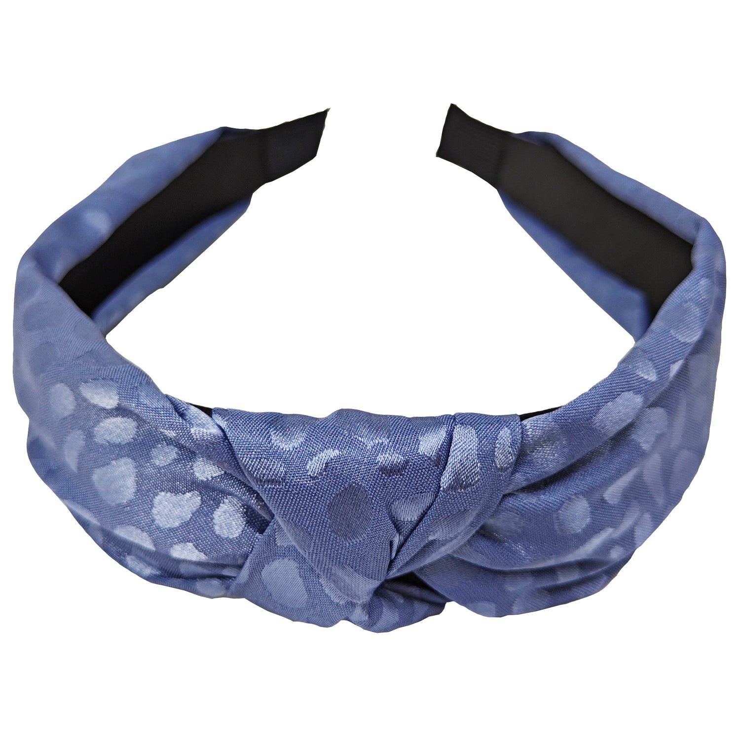 Satin spot knot top hairband blue