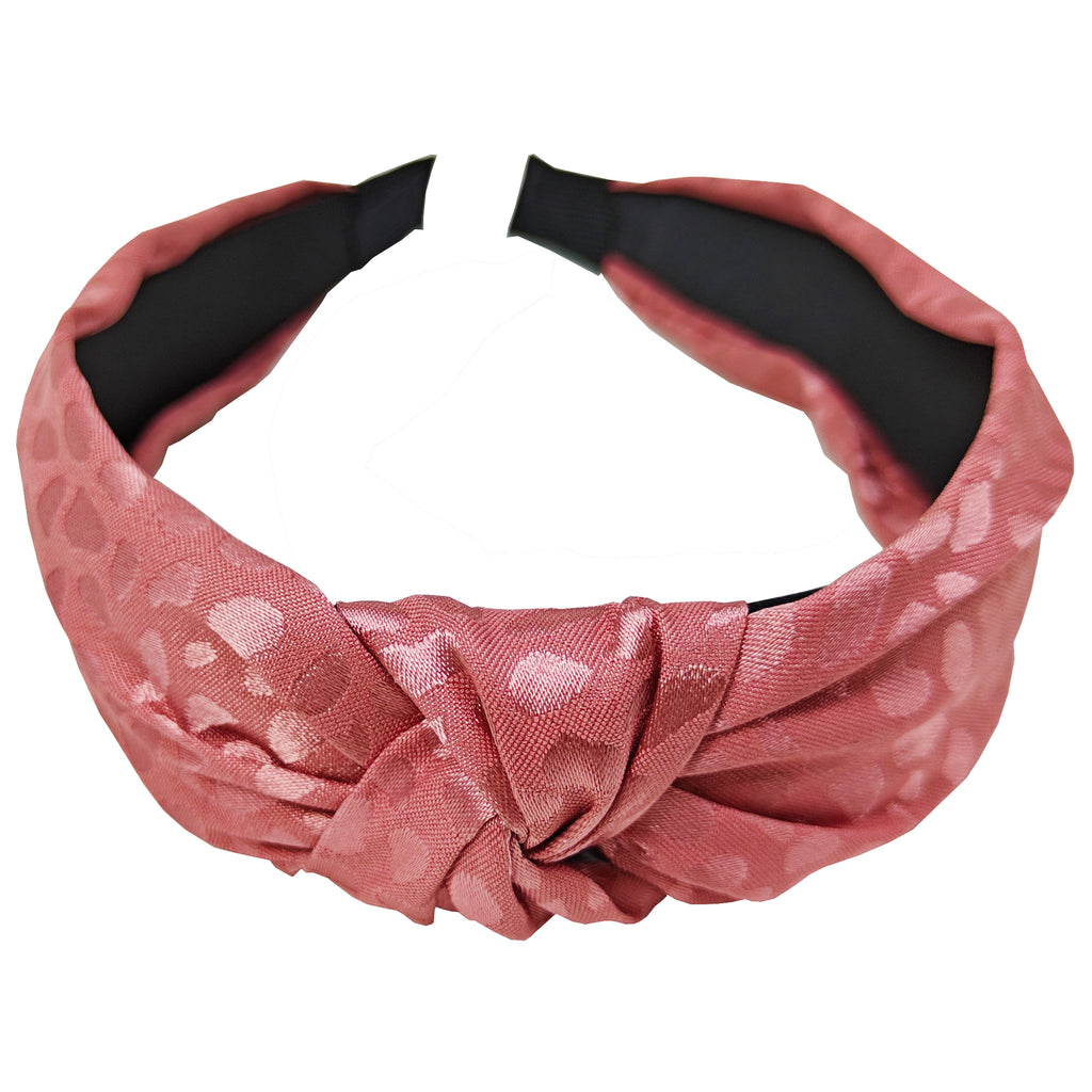 Satin spot knot top hairband pink