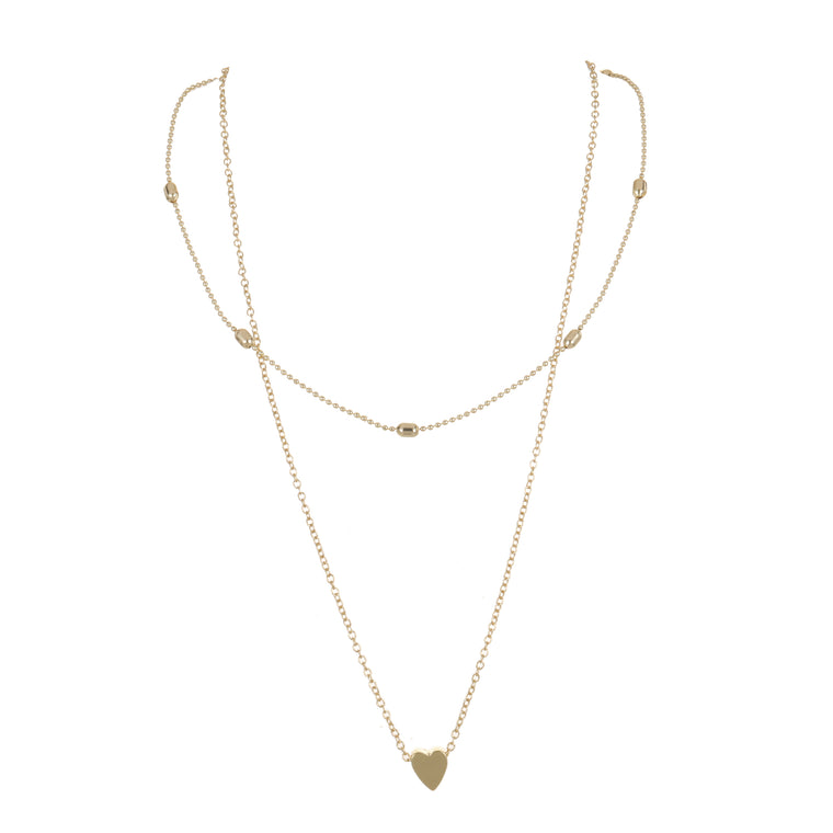 Dainty heart 2row necklace gold