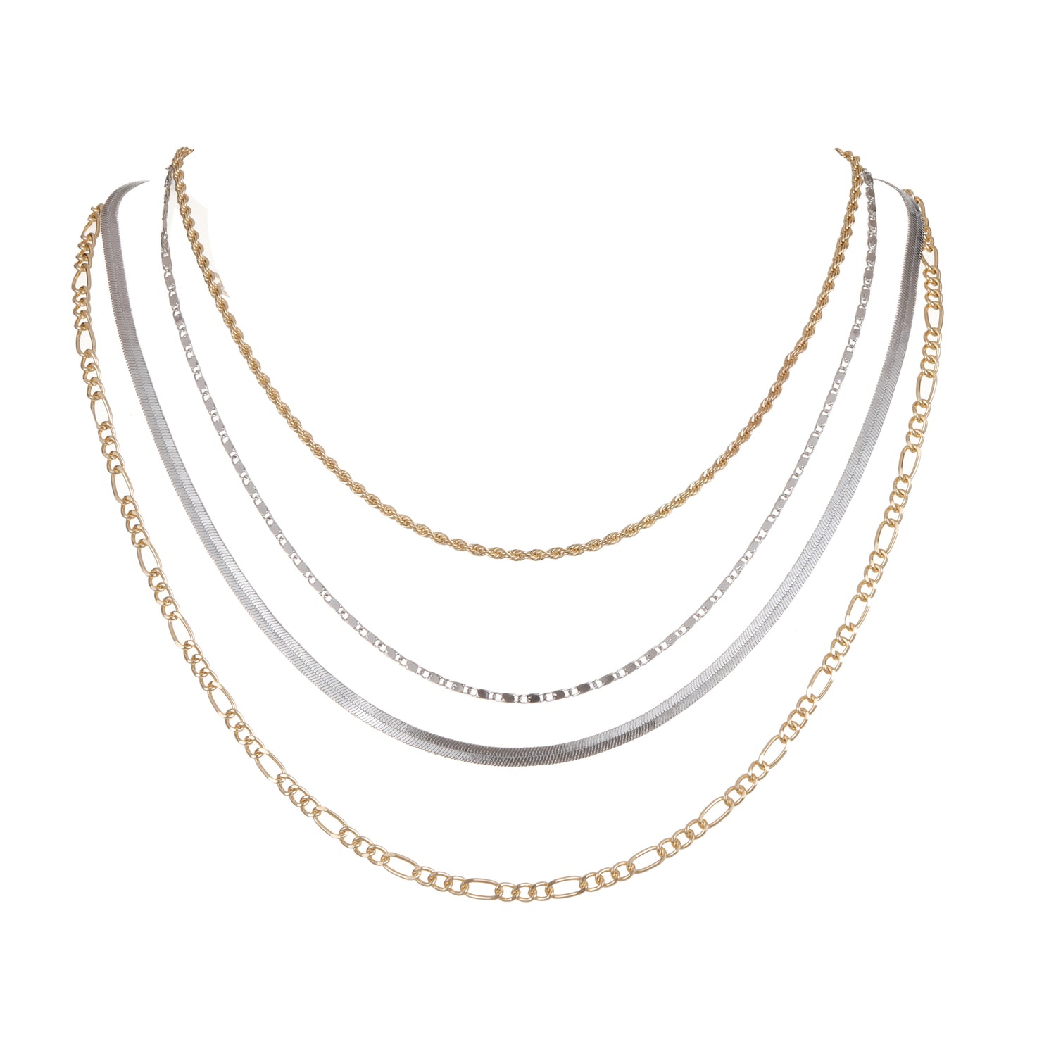 Mixed metal layered chain necklace