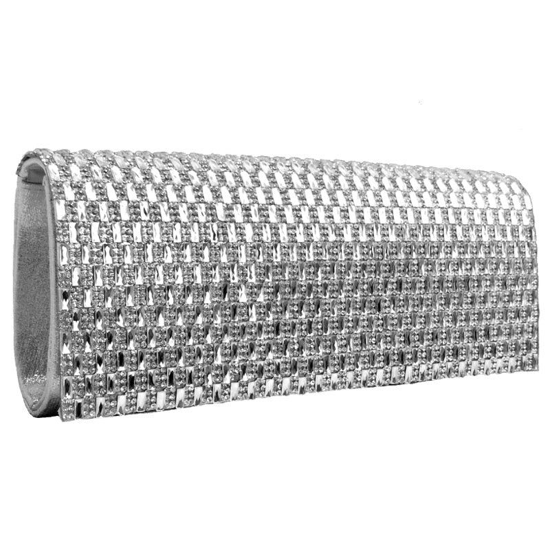 Clutch bag diamante silver