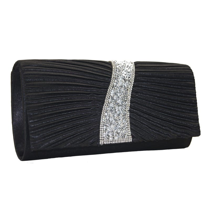 Clutch bag with diamante black