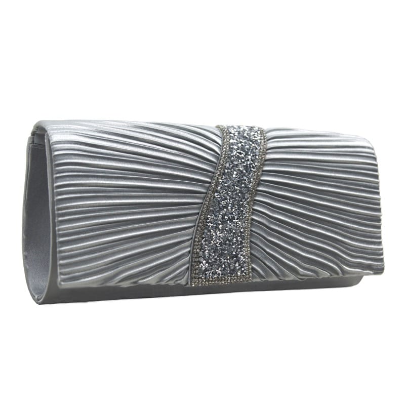 Clutch bag with diamante silver