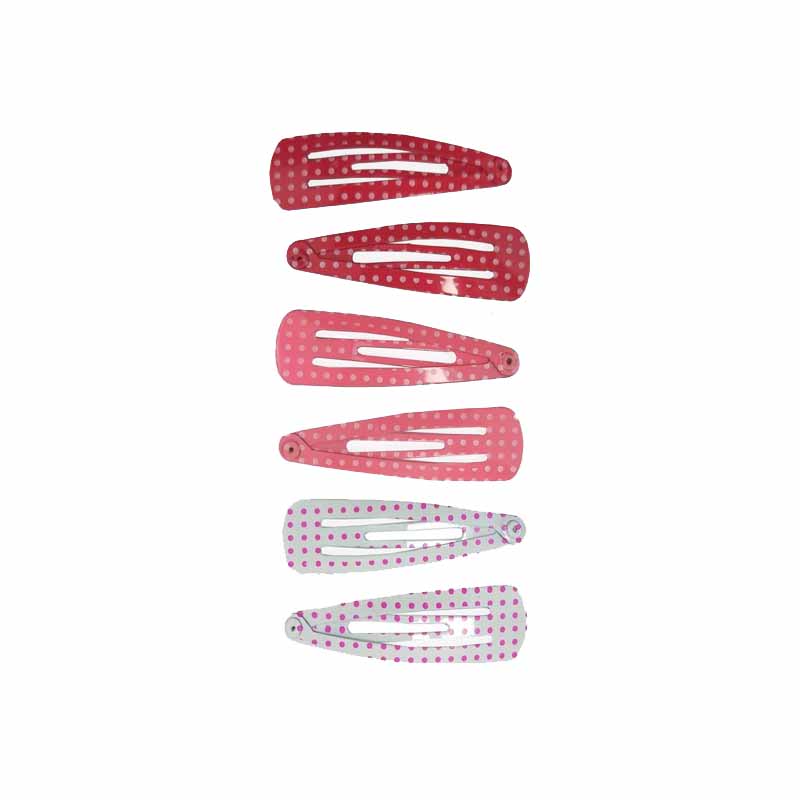 6pk pink dot print snaps
