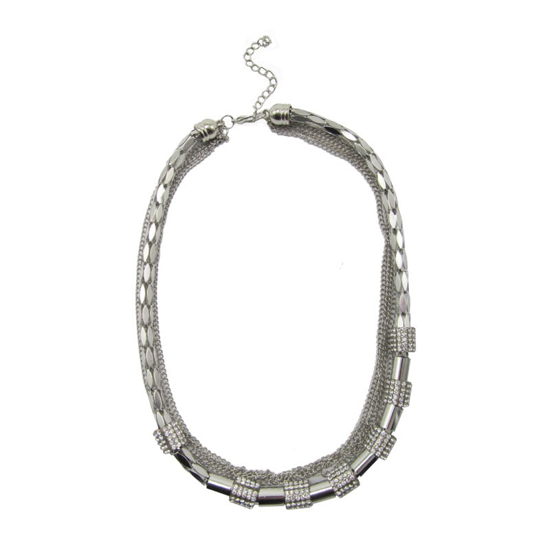 Multi layer necklace silver