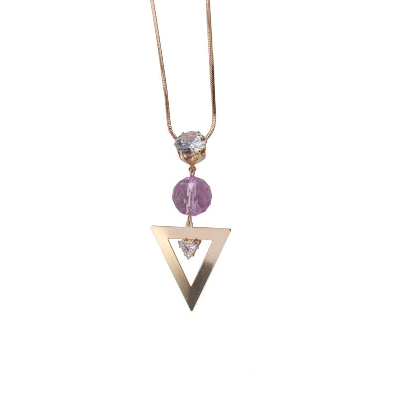 Long triangle detail necklace rose gold