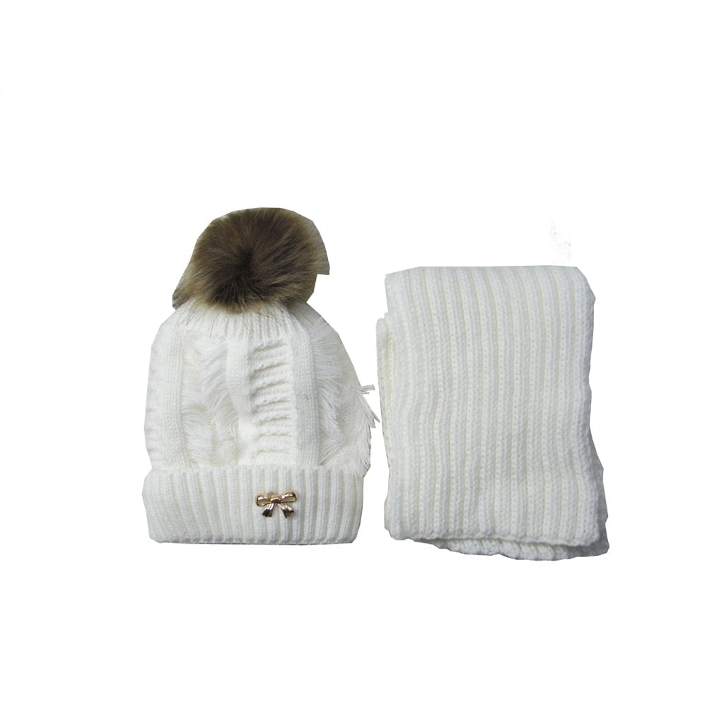 Sparkle Gift Box Pom Pom Hat & Scarf Set