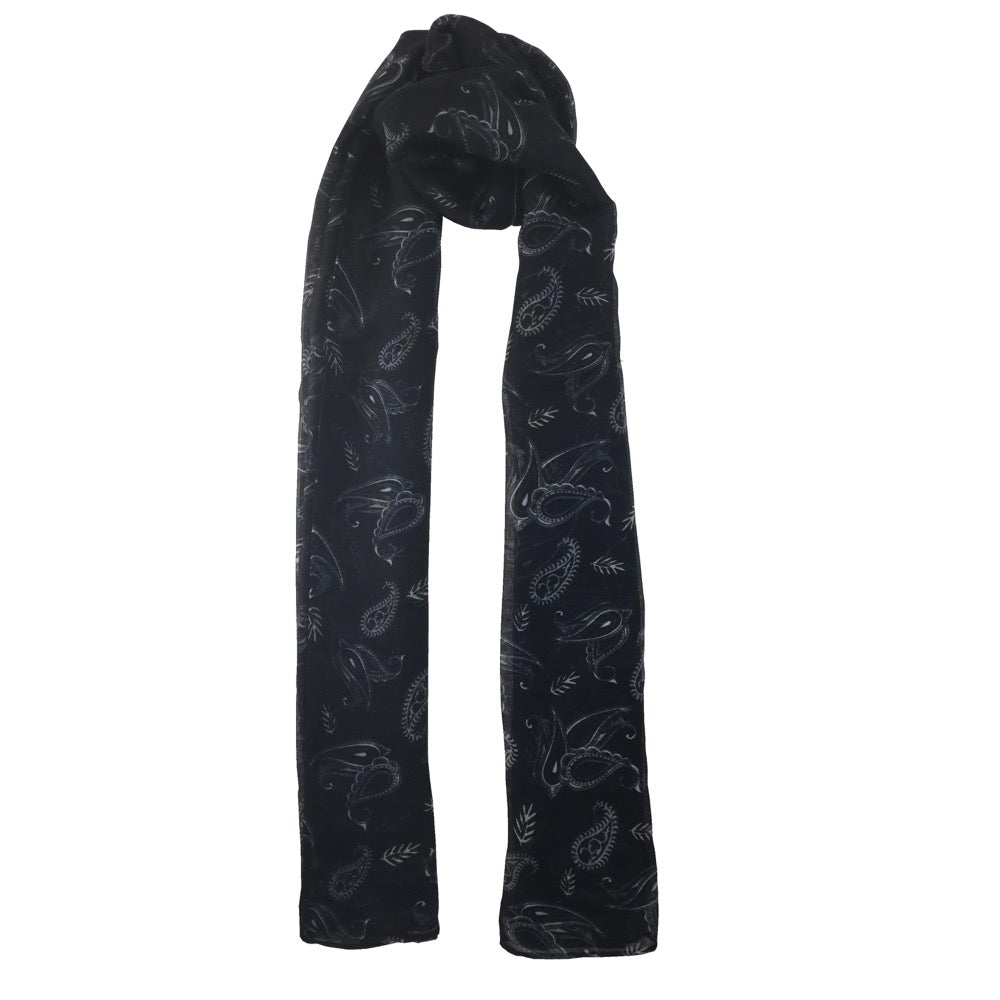 Ditsy Paisley Print Scarf-Black