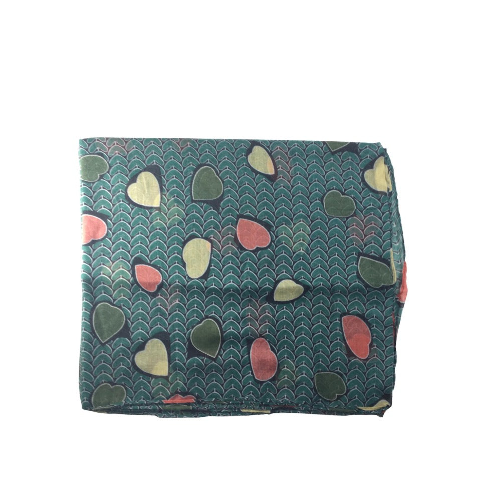 Heart Print Scarf-Green