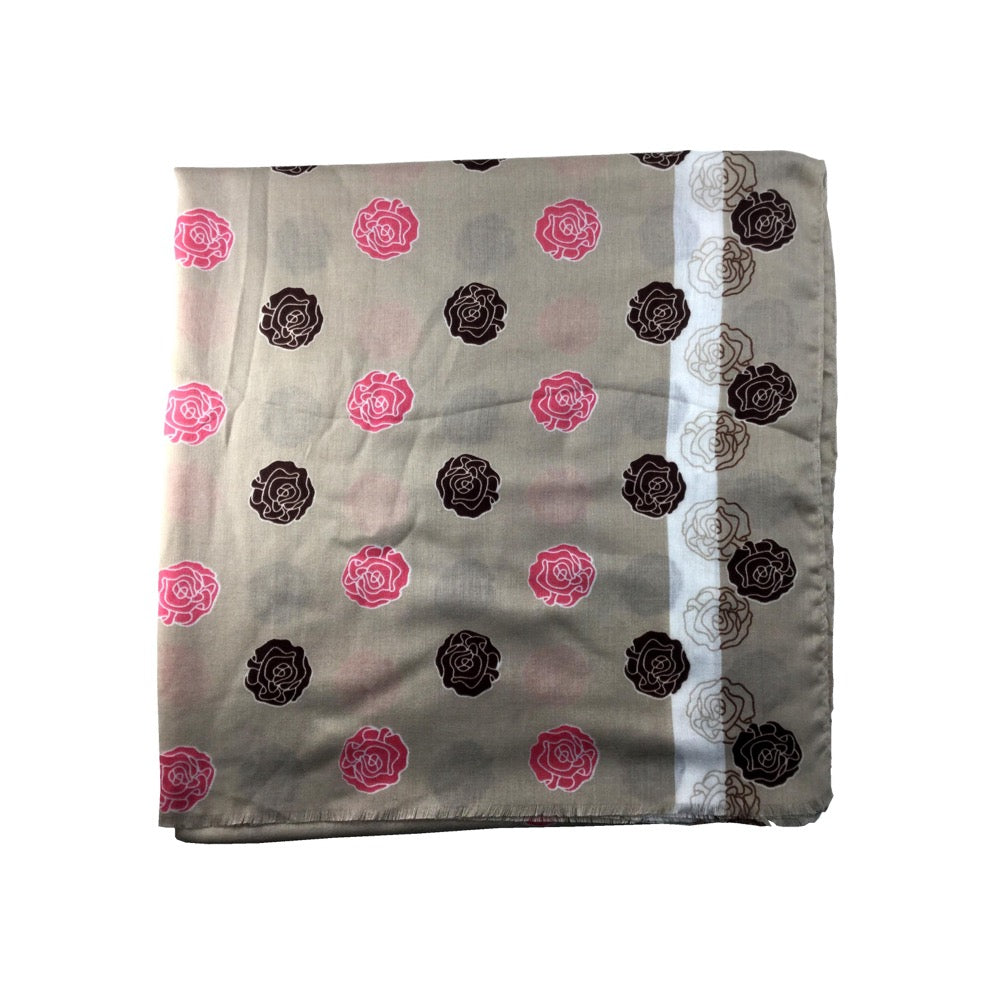 Flower Print Scarf-Beige