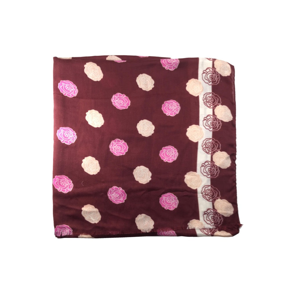 Flower Print Scarf-Wine