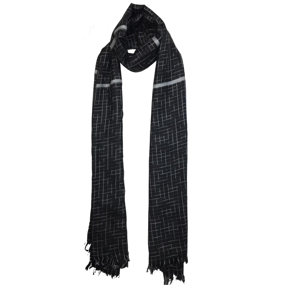 Grey Threaded Scarf-Black