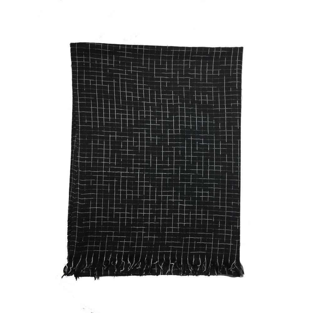 Grey Threaded Scarf-Black