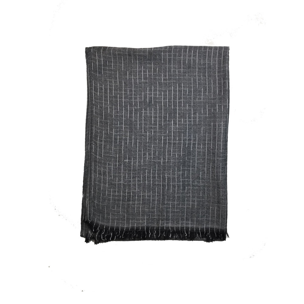 Grey Threaded Scarf-Grey