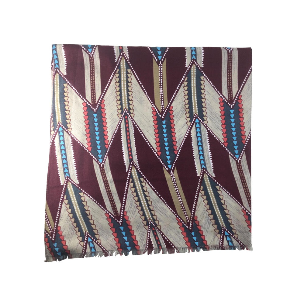 Triangular Printed Scarf-Wine
