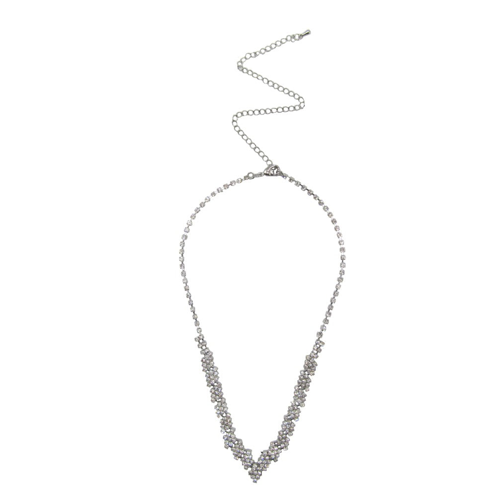 Diamante Necklace Set Silver