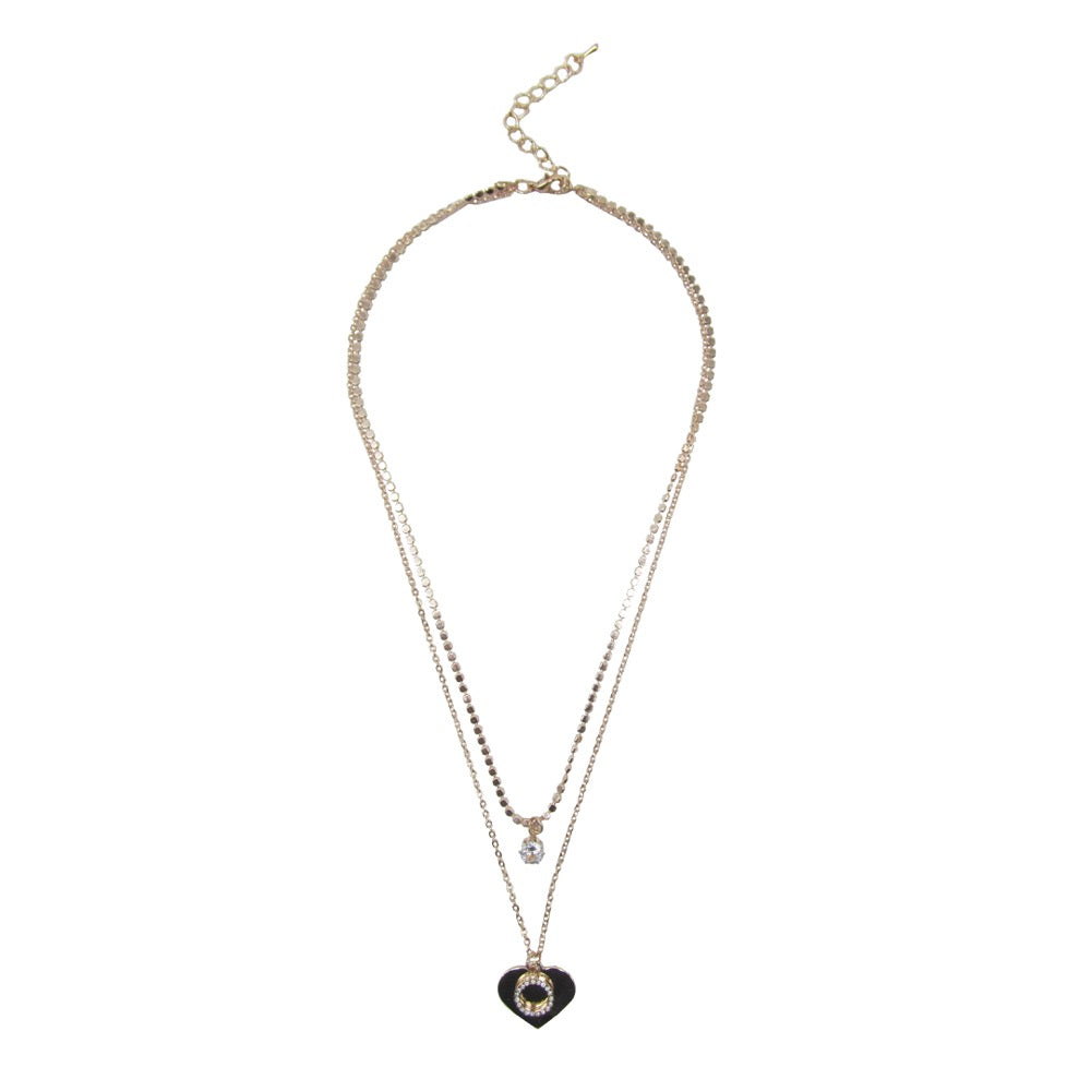 2Row Heart Necklace Rose Gold