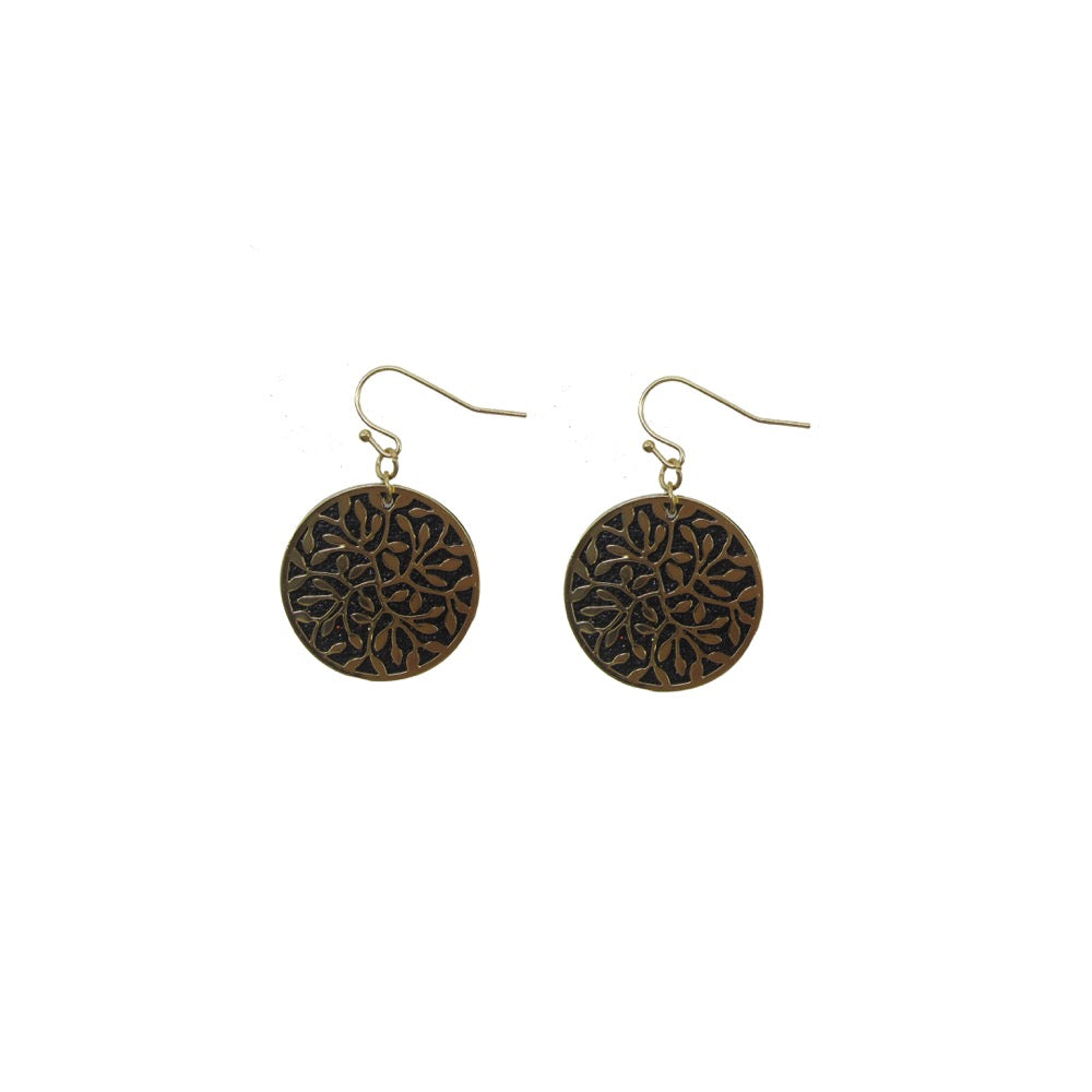 Disc Earring Black Gold