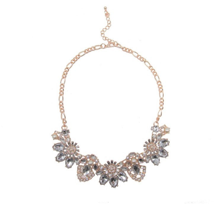 Statement Flower Necklace Rose Gold