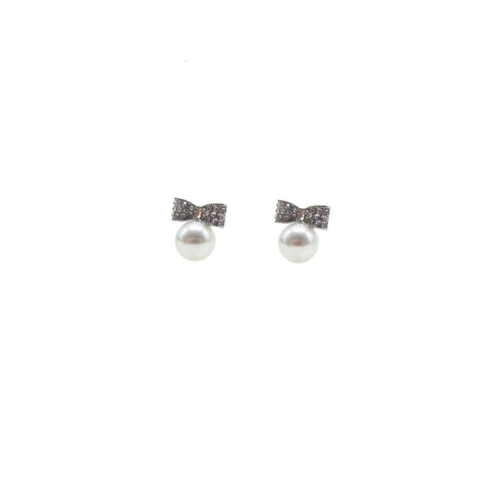 Pearl Bow Earring Silver