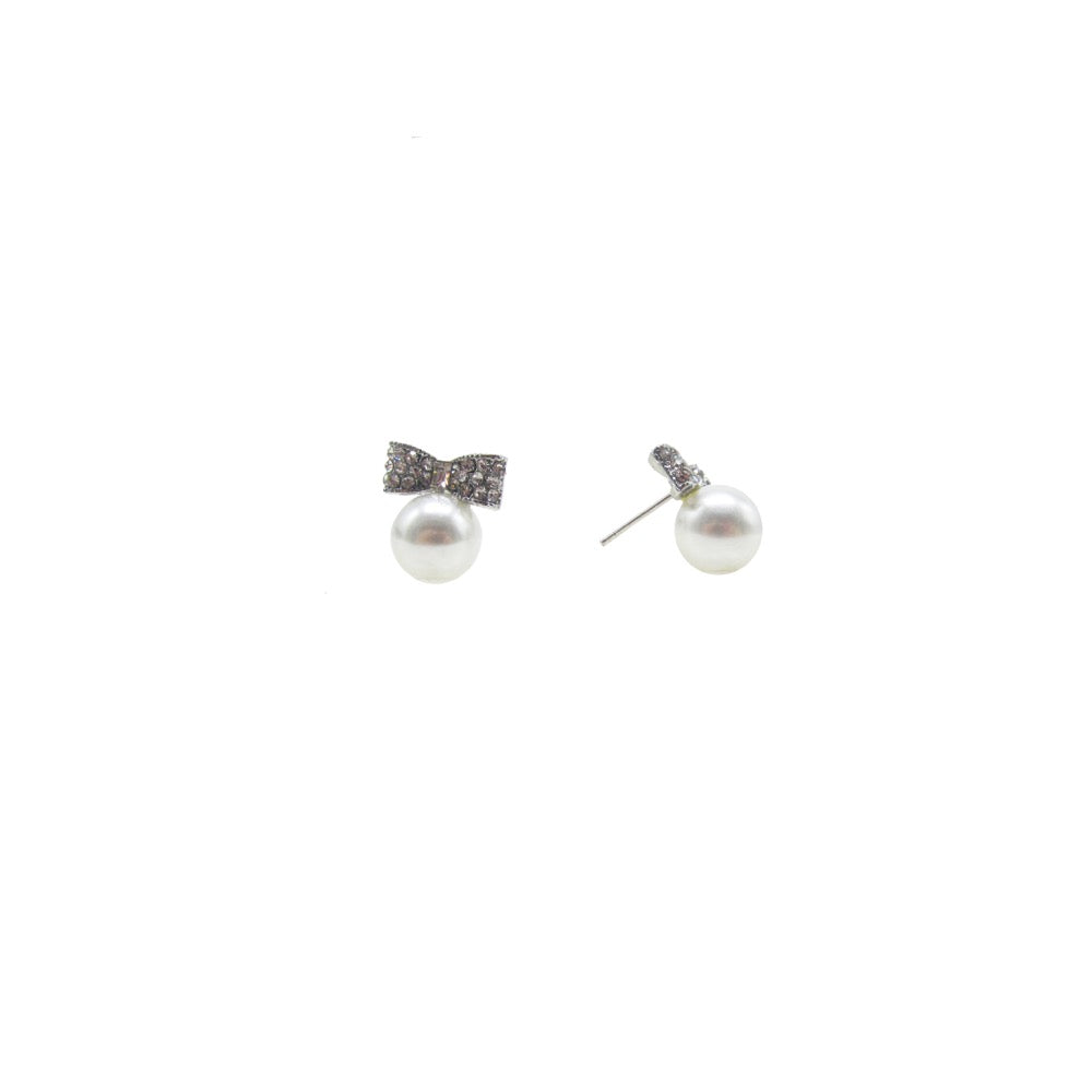 Pearl Bow Earring Silver