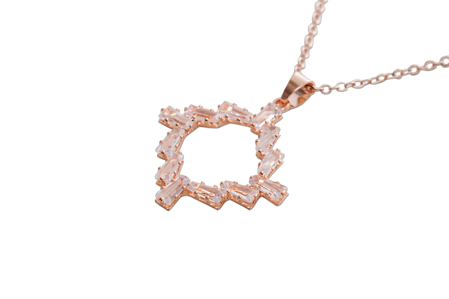 Cubic Zirconia Necklace Rose Gold