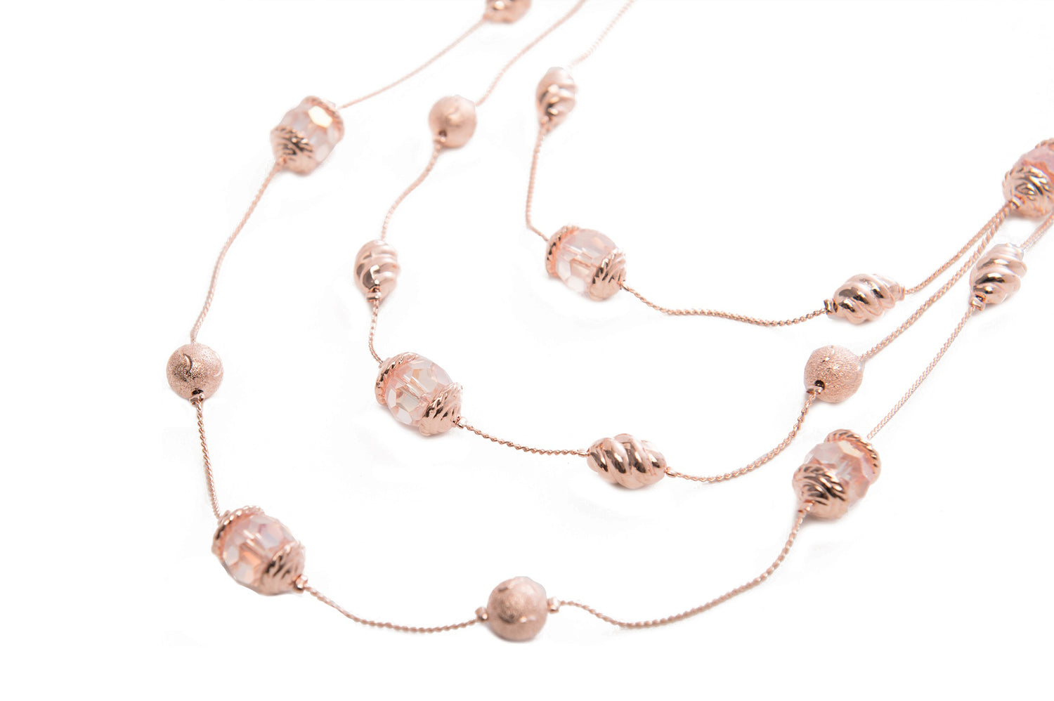 3 Row Necklace Rose Gold