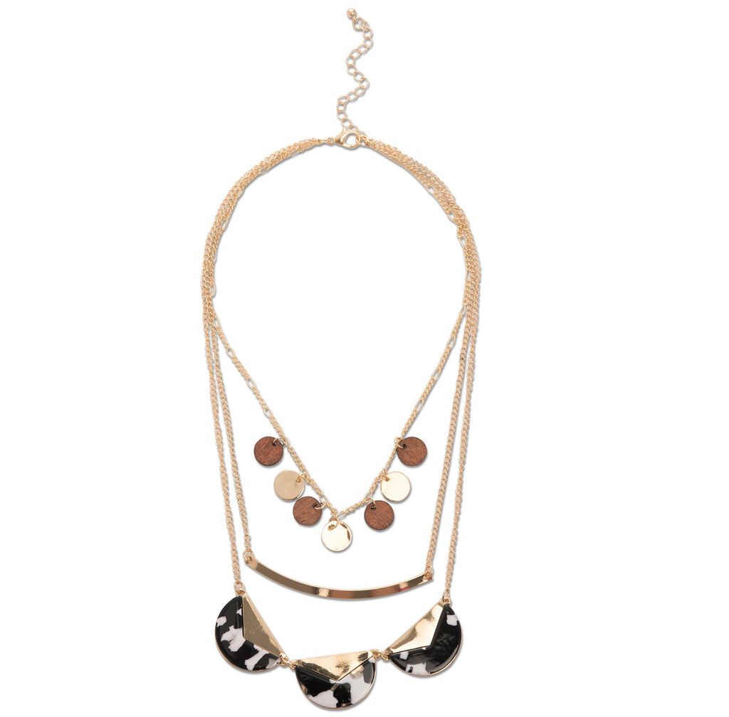 3row Marble Necklace Gold