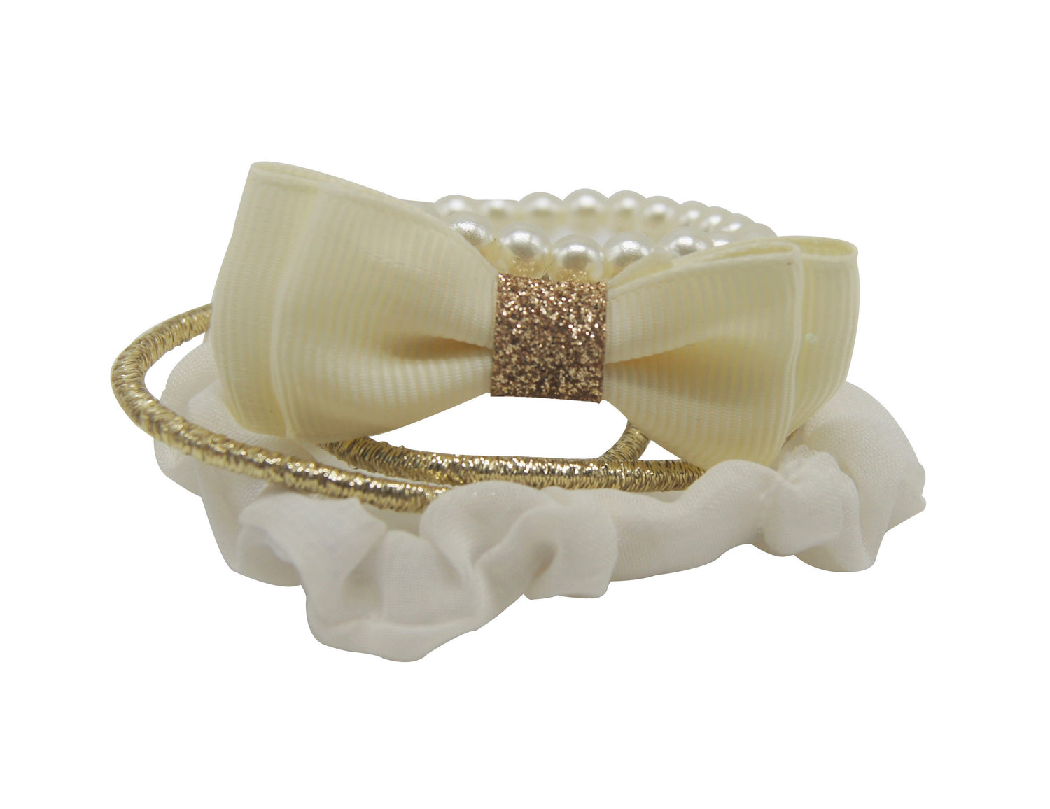 Sparkle Bow & Pearl Elastic Pack