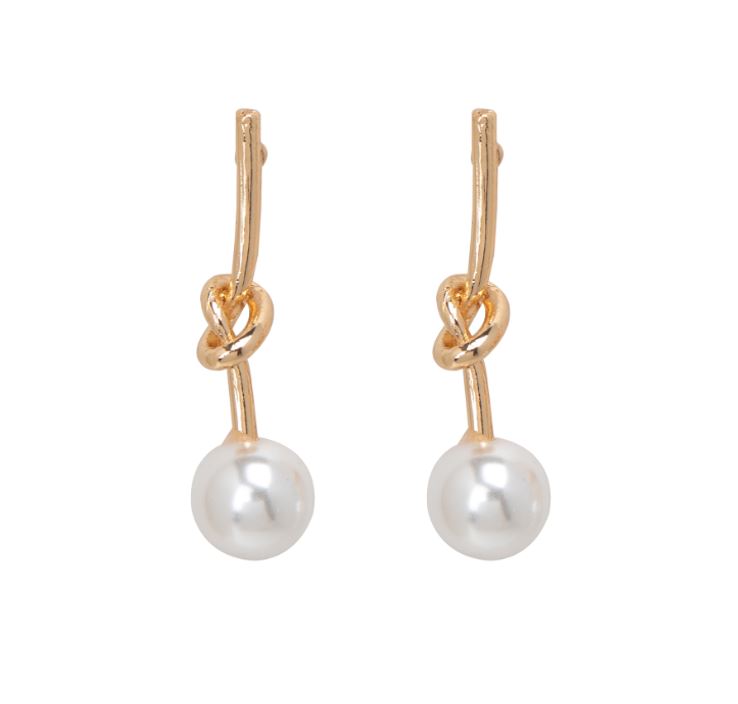 Knot Pearl Drop Earring
