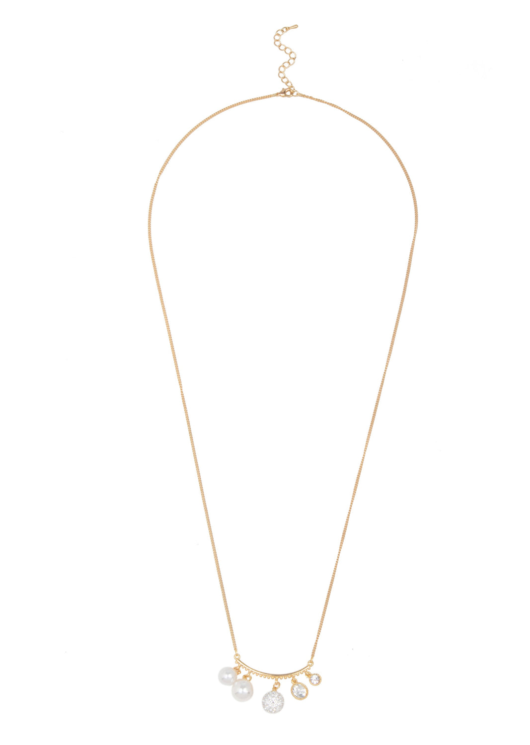 Long Pearl & Crystal Necklace