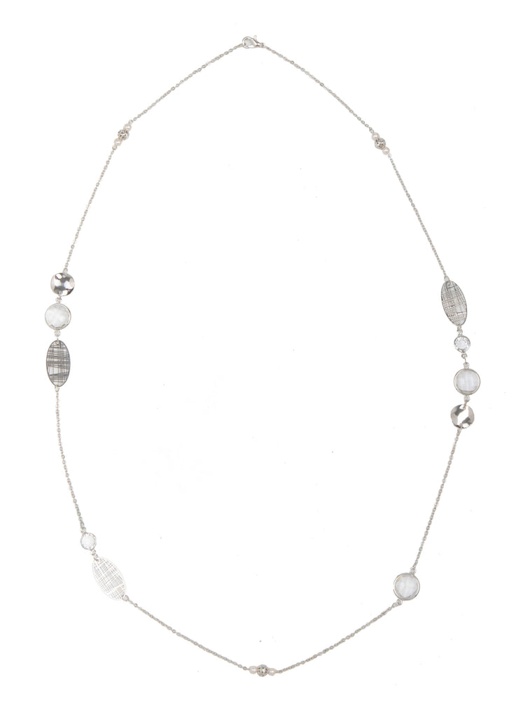 Long Bead & Silver Necklace