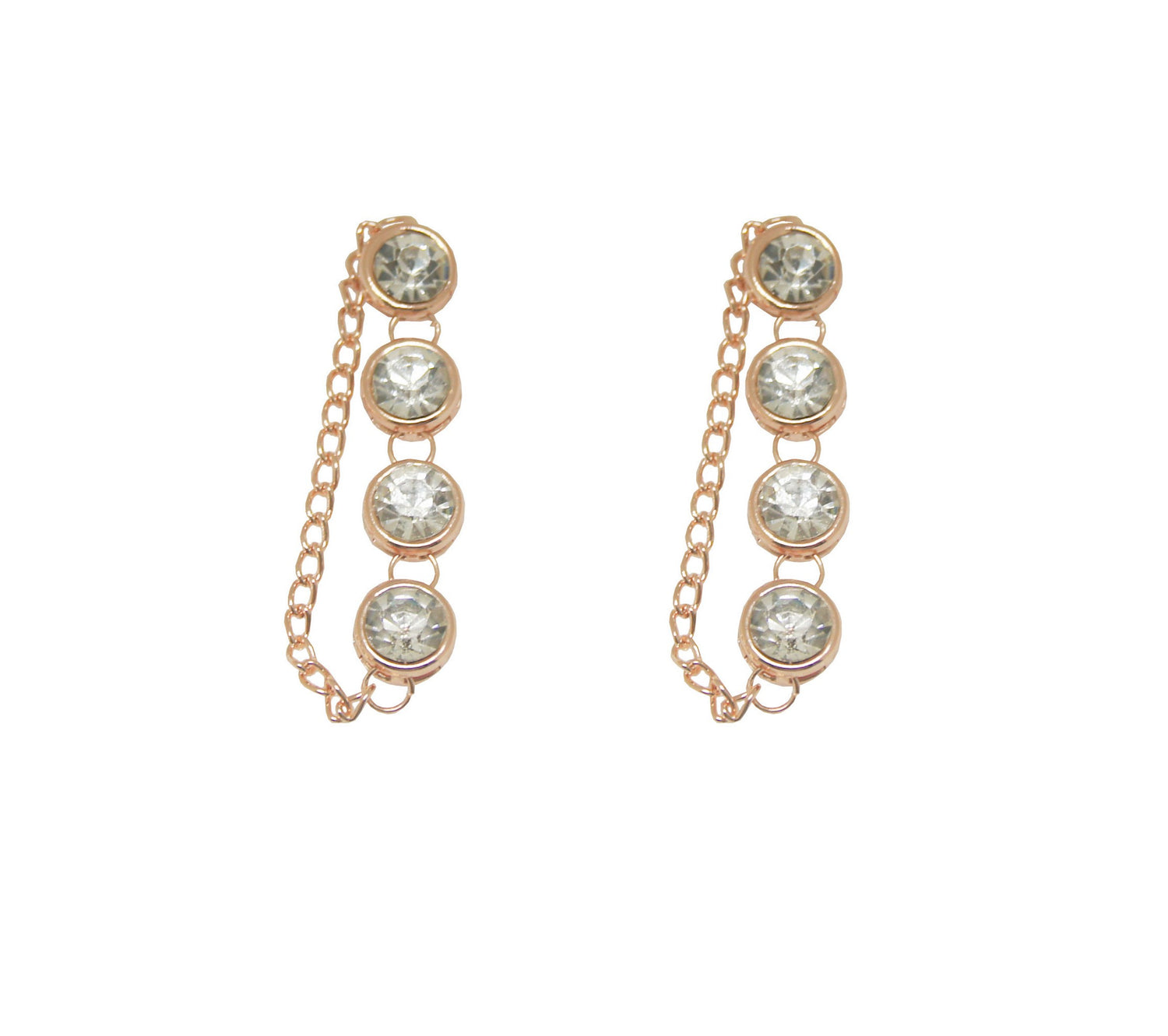 Chain & Crystal Earring Rose Gold