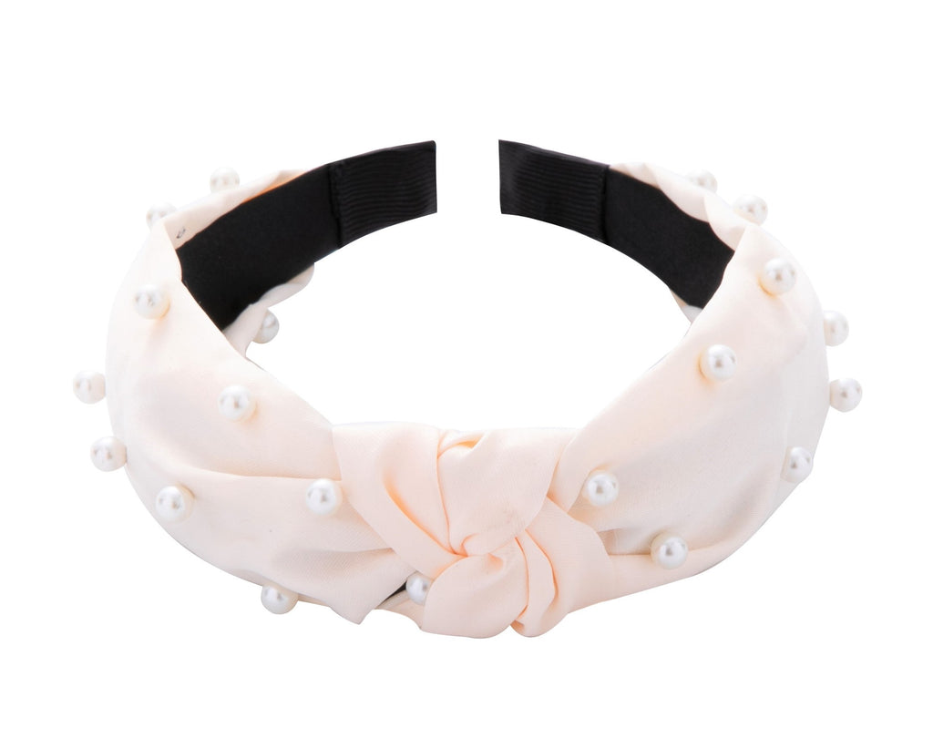 Sparkle Pearl Knot Top Hairband Cream
