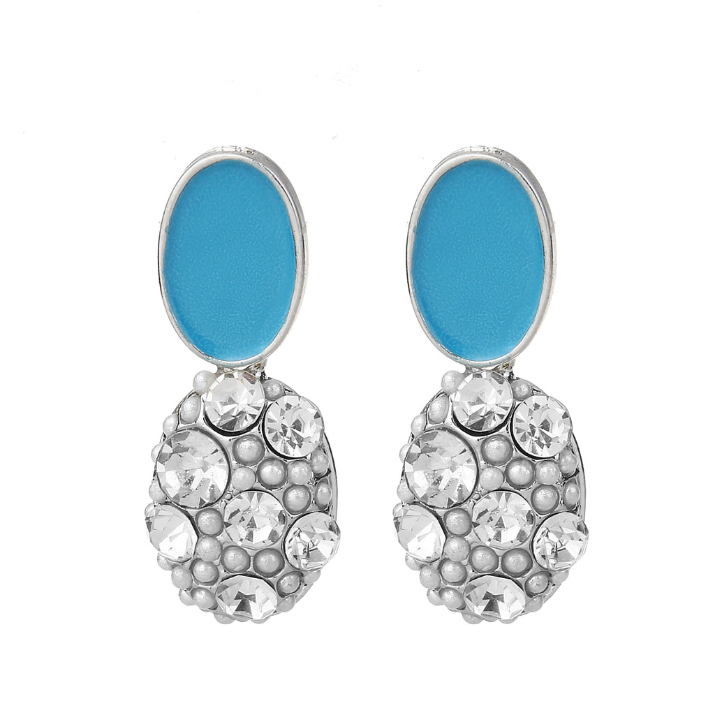 Crystal Detail Drop Earring Silver