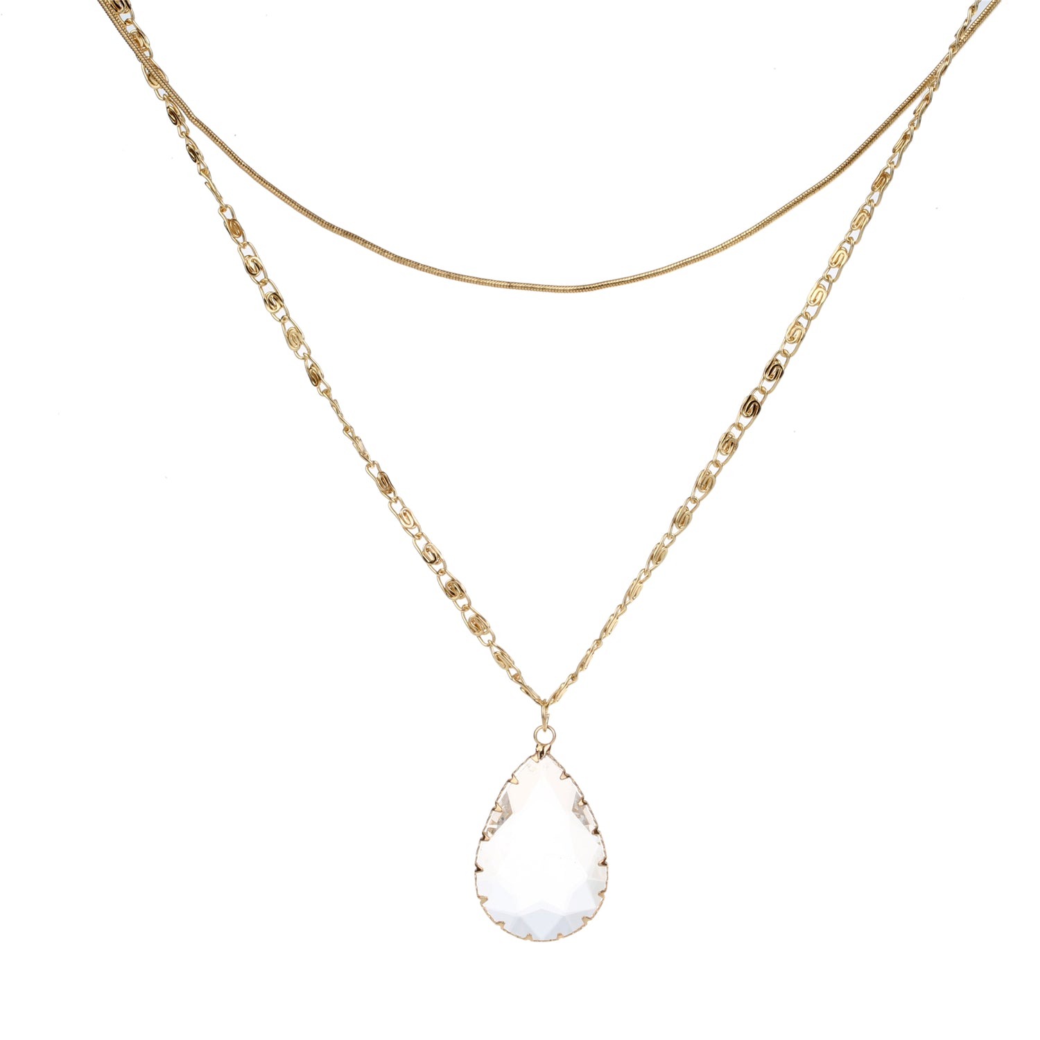 Glass Pendant Necklace Gold