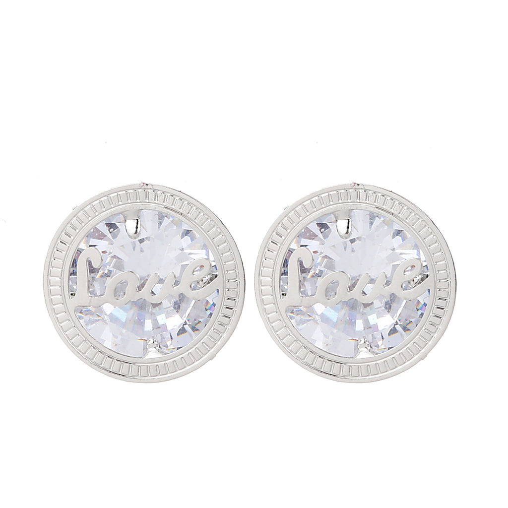Cubic Zirconia Love Earring Silver