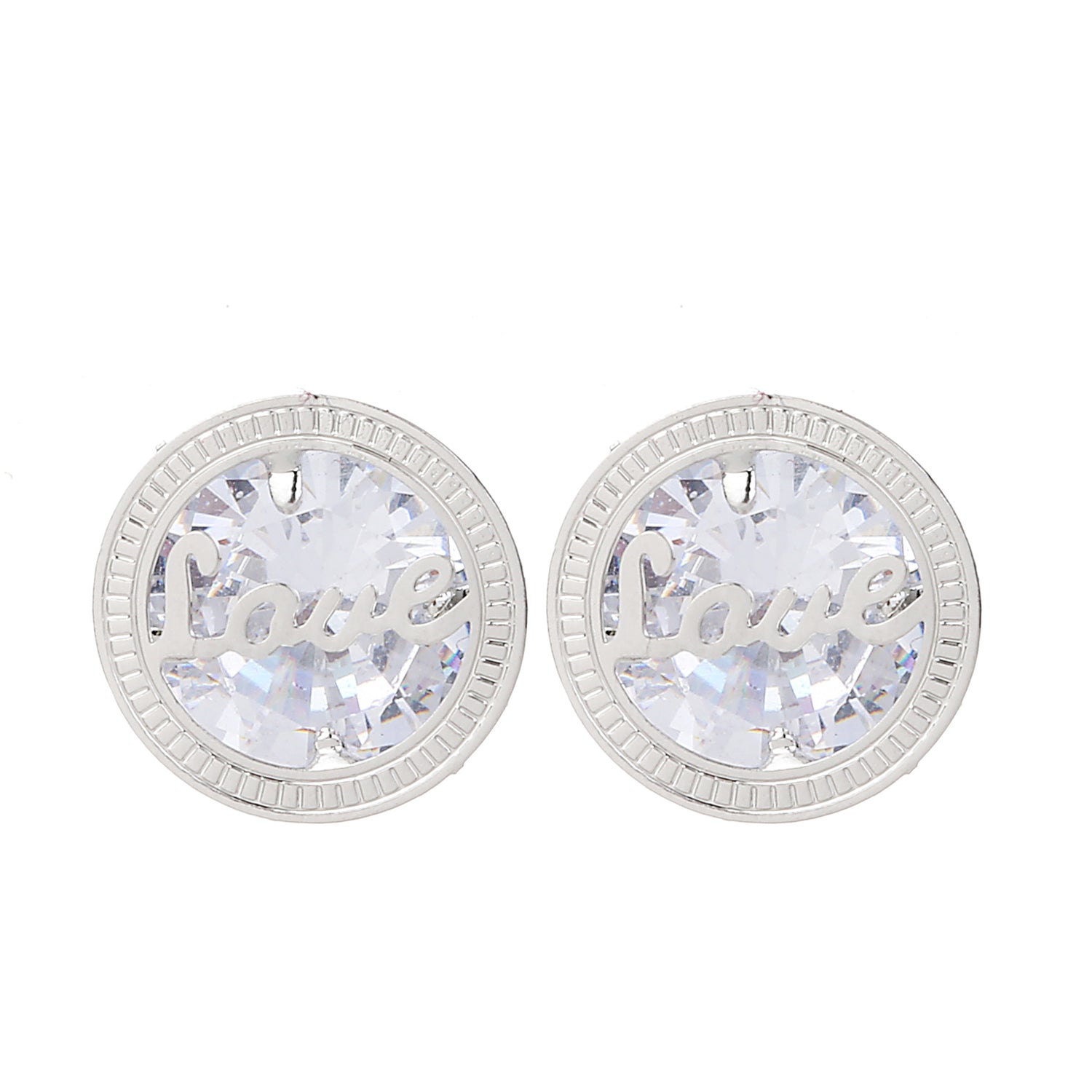 Cubic Zirconia Love Earring Silver