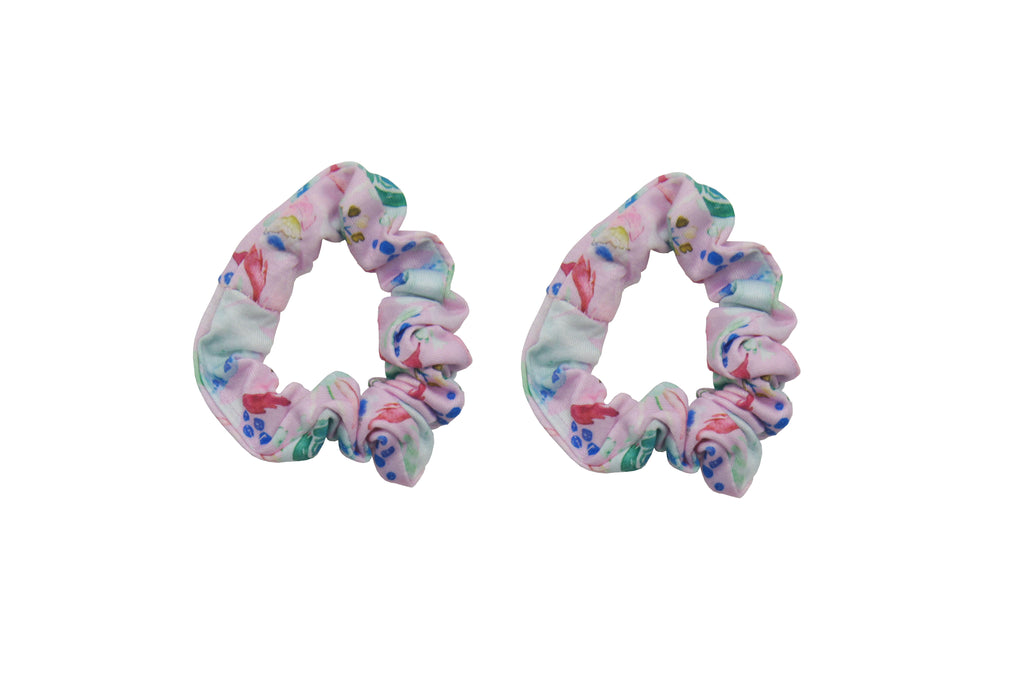 Sparkle 2Pk Floral Scrunchie Pink