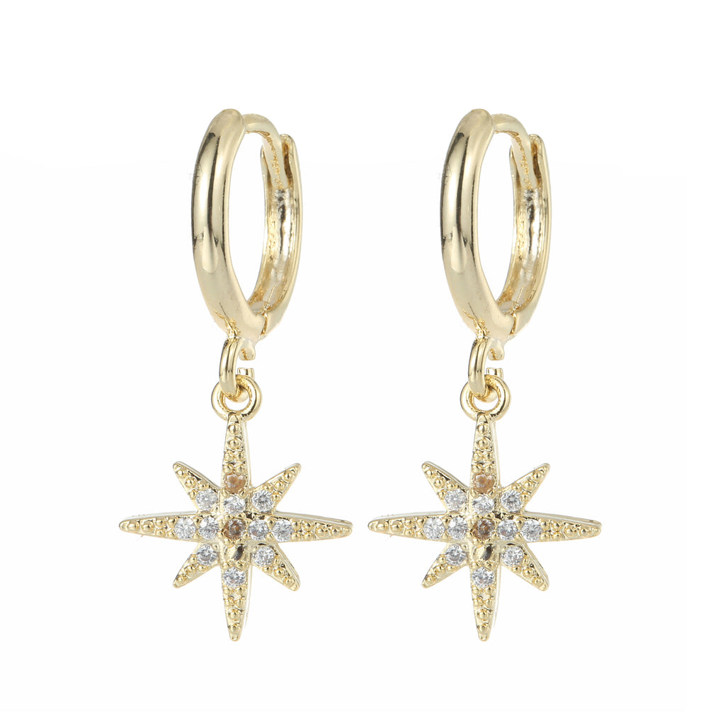 Cubic Zirconia Star Huggie Earring