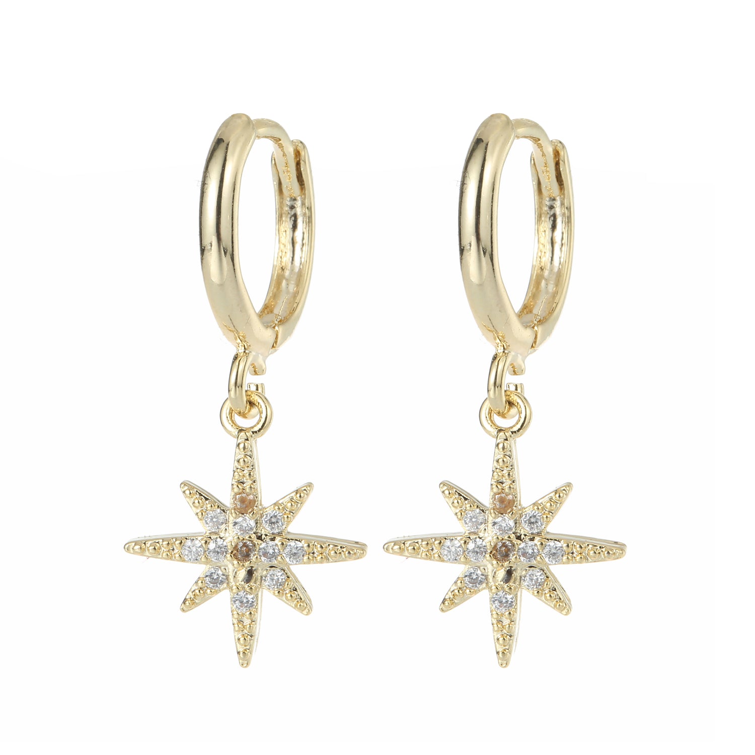 Cubic Zirconia Star Huggie Earring