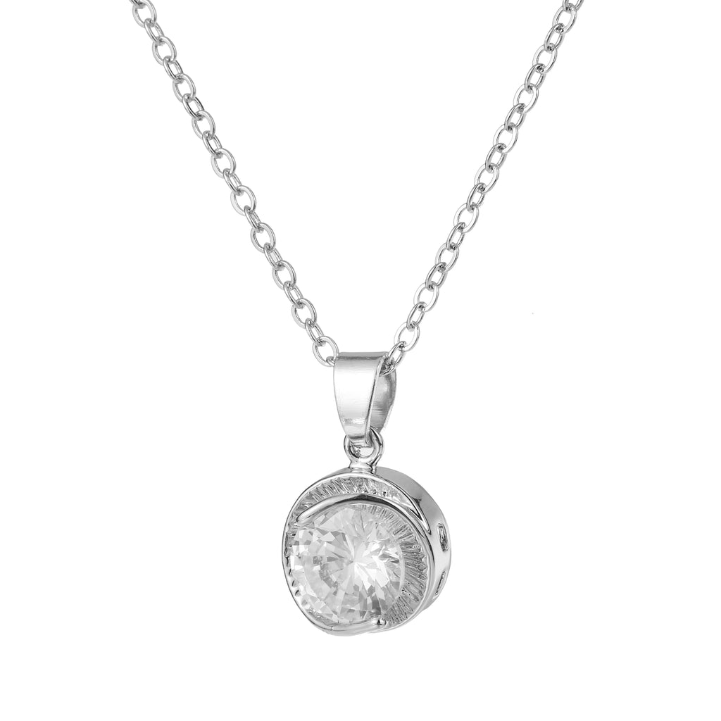 Cubic Zirconia Pendant Necklace Silver